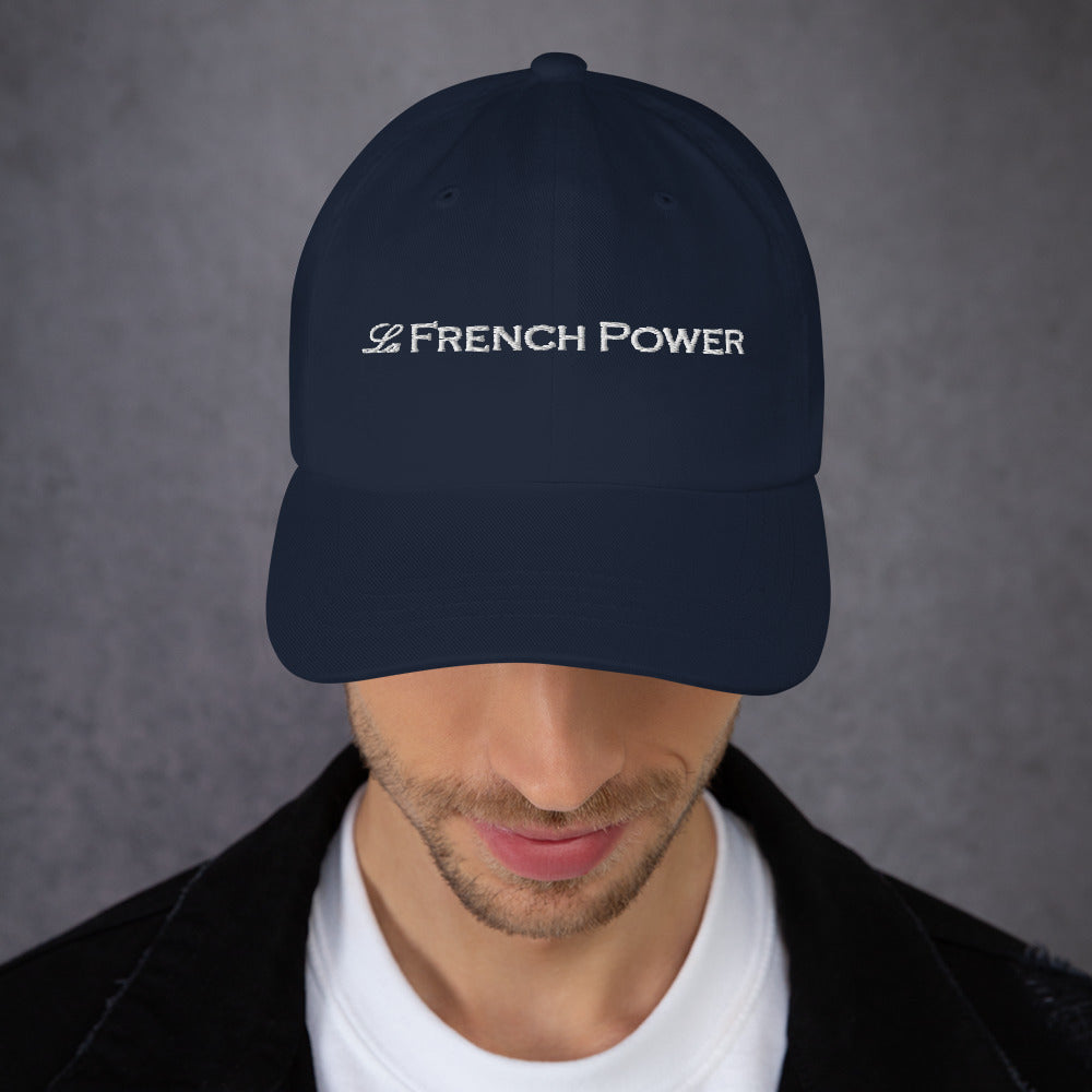 Casquette noire ajustable avec logo brodé La French Power, design urbain et épuré.